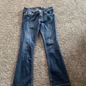 Miss Me Dark Blue Bootcut Jeans with Contrast Stitching